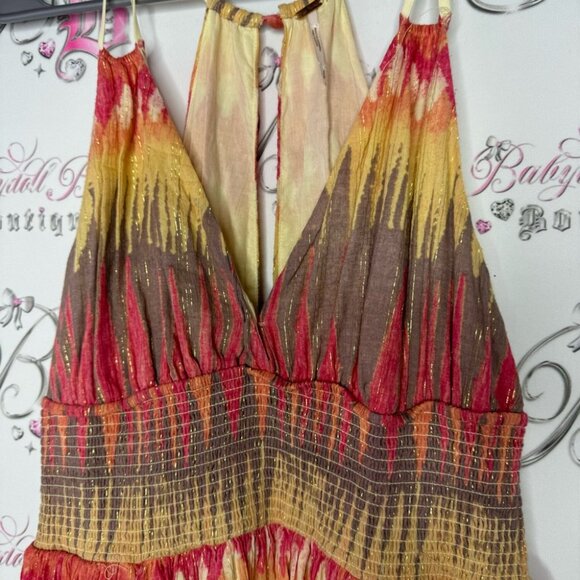 Free people dress Indian summer sunset 🌅 shimmer gold orange yellow red - Picture 3 of 10